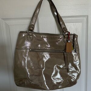 Coach shiny silver shoulder bag - preloved